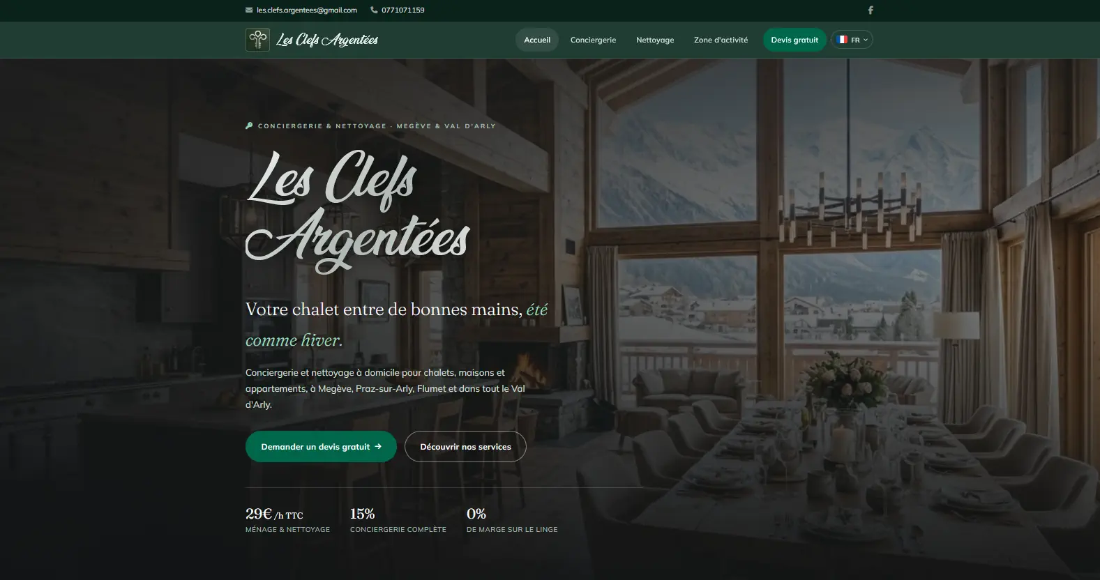 Capture du site les-clefs-argentees.com — conciergerie · megève